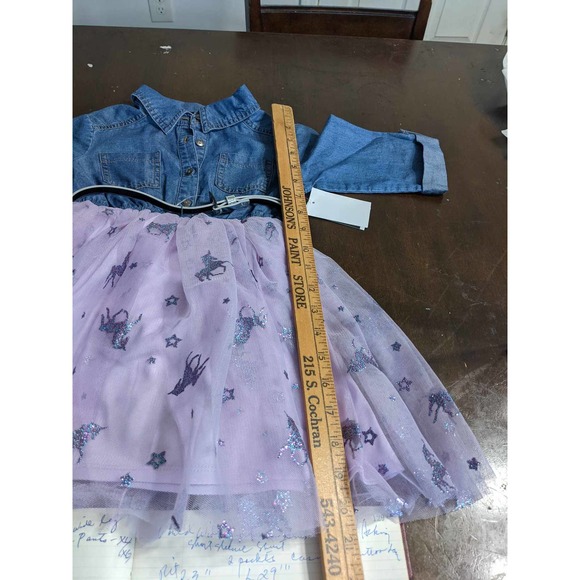 Pink & Violet Girls 3/4 Sleeve Denim & Mesh Dress  4 - Picture 10 of 10